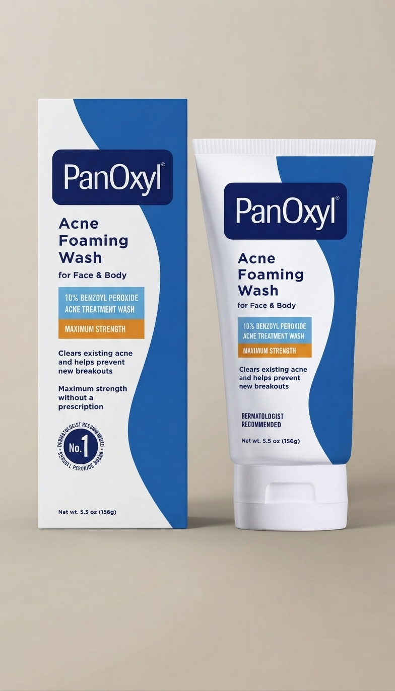 PanOxyl 10% Benzoyl Peroxide Acne Foaming Wash, limpiador facial y corporal para el acné 156 g