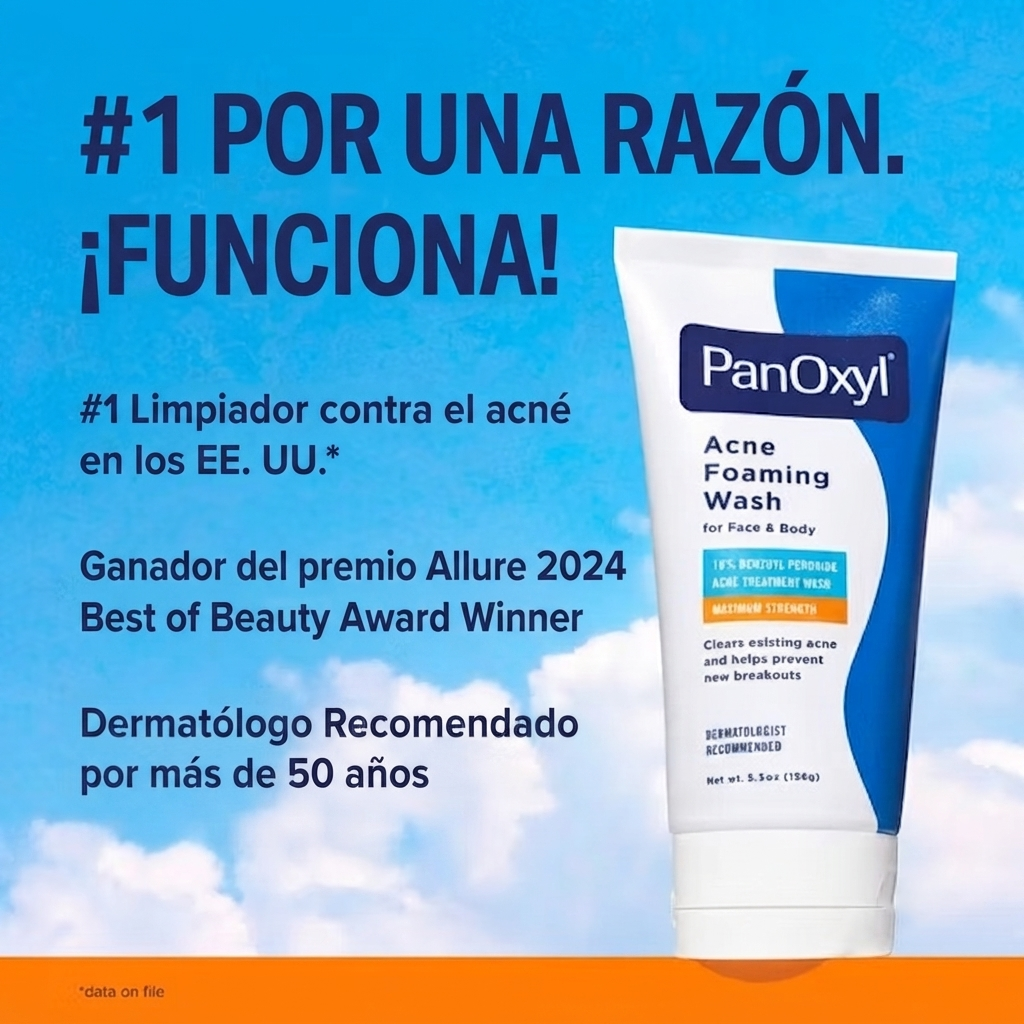 PanOxyl 10% Benzoyl Peroxide Acne Foaming Wash, limpiador facial y corporal para el acné 156 g