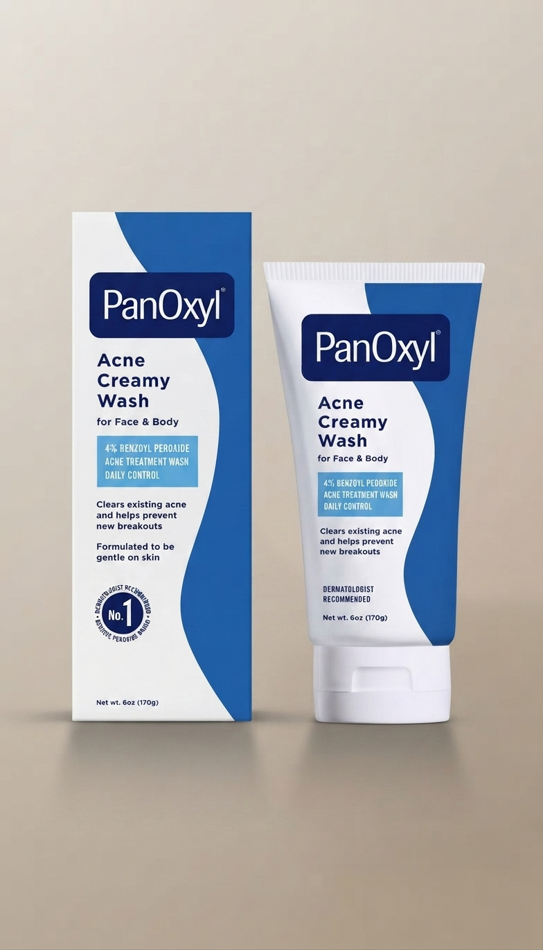 PanOxyl 4% Benzoyl Peroxide Acne Creamy Wash, limpiador facial y corporal para el acné 170 g