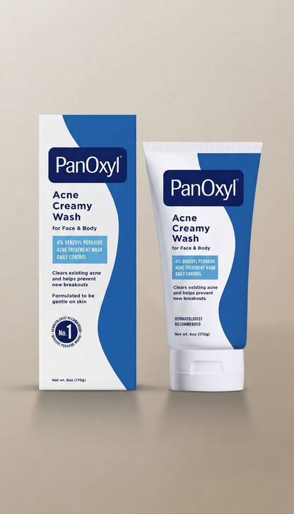PanOxyl 4% Benzoyl Peroxide Acne Creamy Wash, limpiador facial y corporal para el acné 170 g