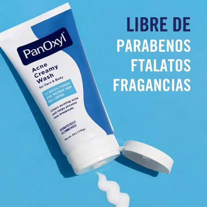 PanOxyl 4% Benzoyl Peroxide Acne Creamy Wash, limpiador facial y corporal para el acné 170 g