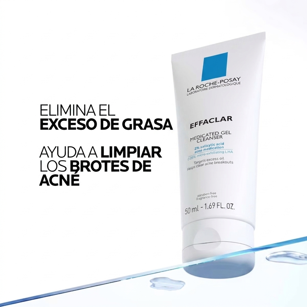 La Roche-Posay Effaclar Medicated Gel Cleanser con ácido salicílico al 2% para piel grasa