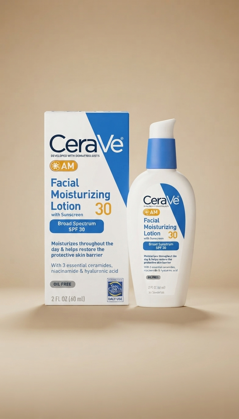 CeraVe AM Facial Moisturizing Lotion SPF 30, hidratante facial con protector solar