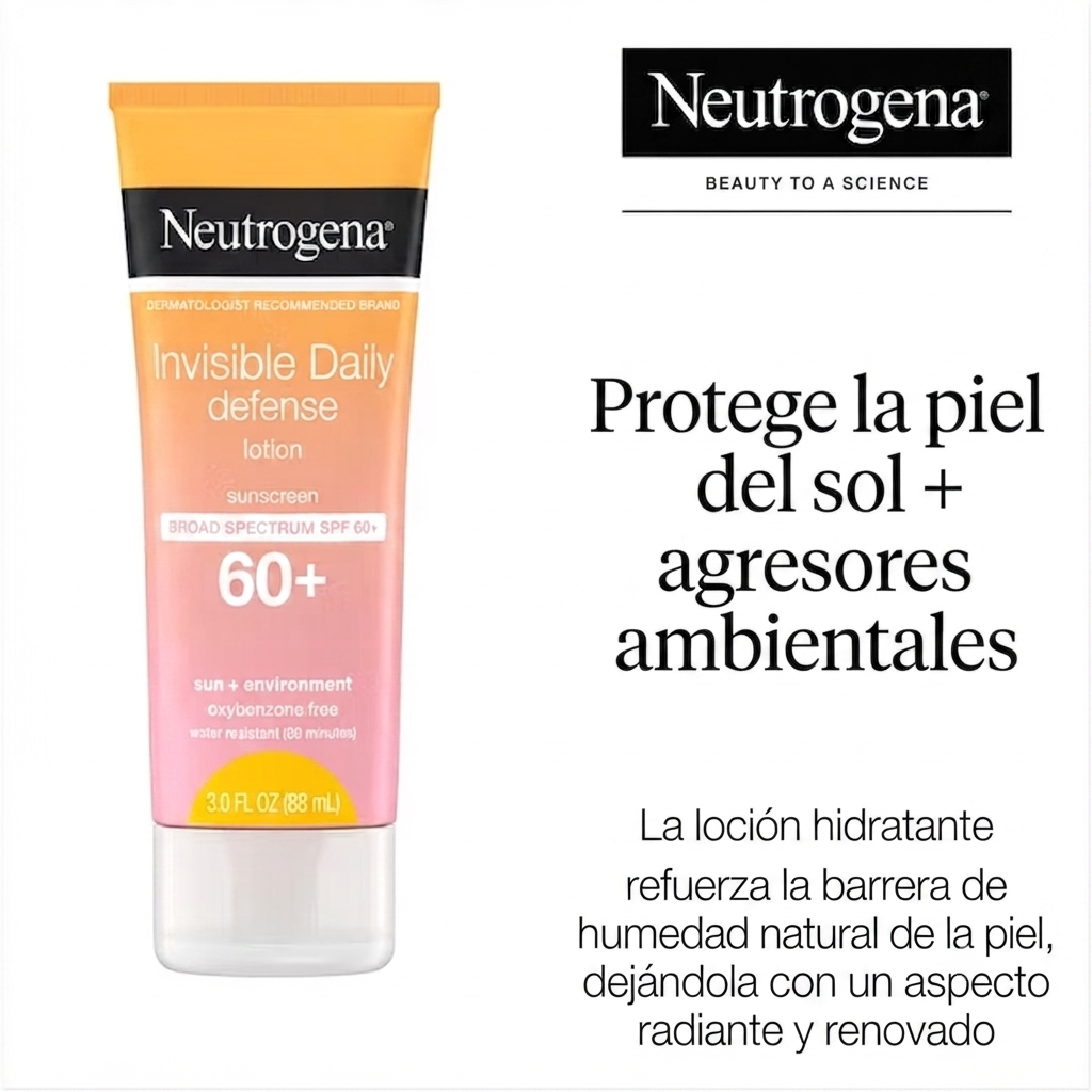 Neutrogena Invisible Daily Defense SPF 60, protector solar hidratante para rostro y cuerpo
