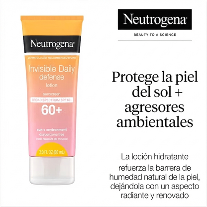 Neutrogena Invisible Daily Defense SPF 60, protector solar hidratante para rostro y cuerpo