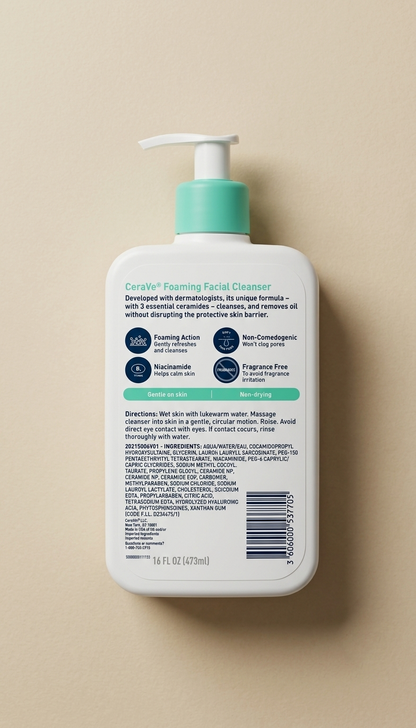 CeraVe Foaming Facial Cleanser para piel normal a grasa