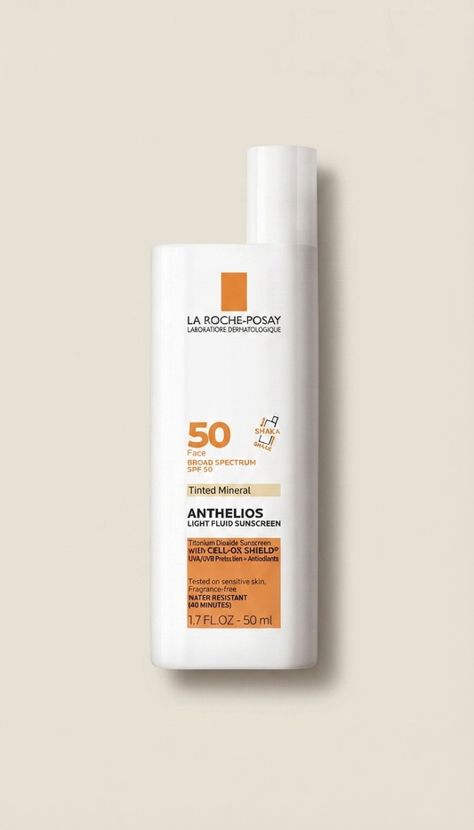 La Roche-Posay Anthelios Tinted Ultra-Light Fluid Mineral SPF 50, protector solar facial con color