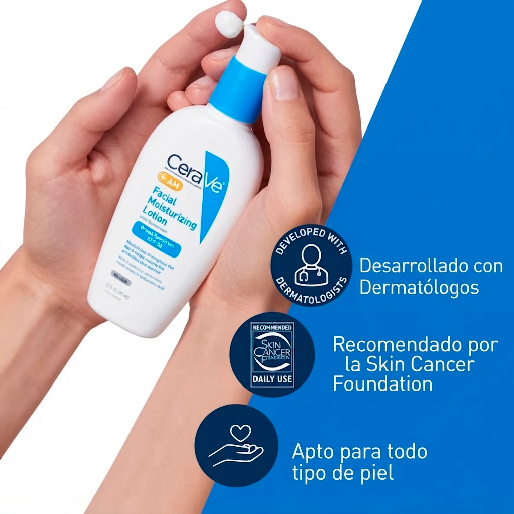 CeraVe AM Facial Moisturizing Lotion SPF 30, hidratante facial con protector solar