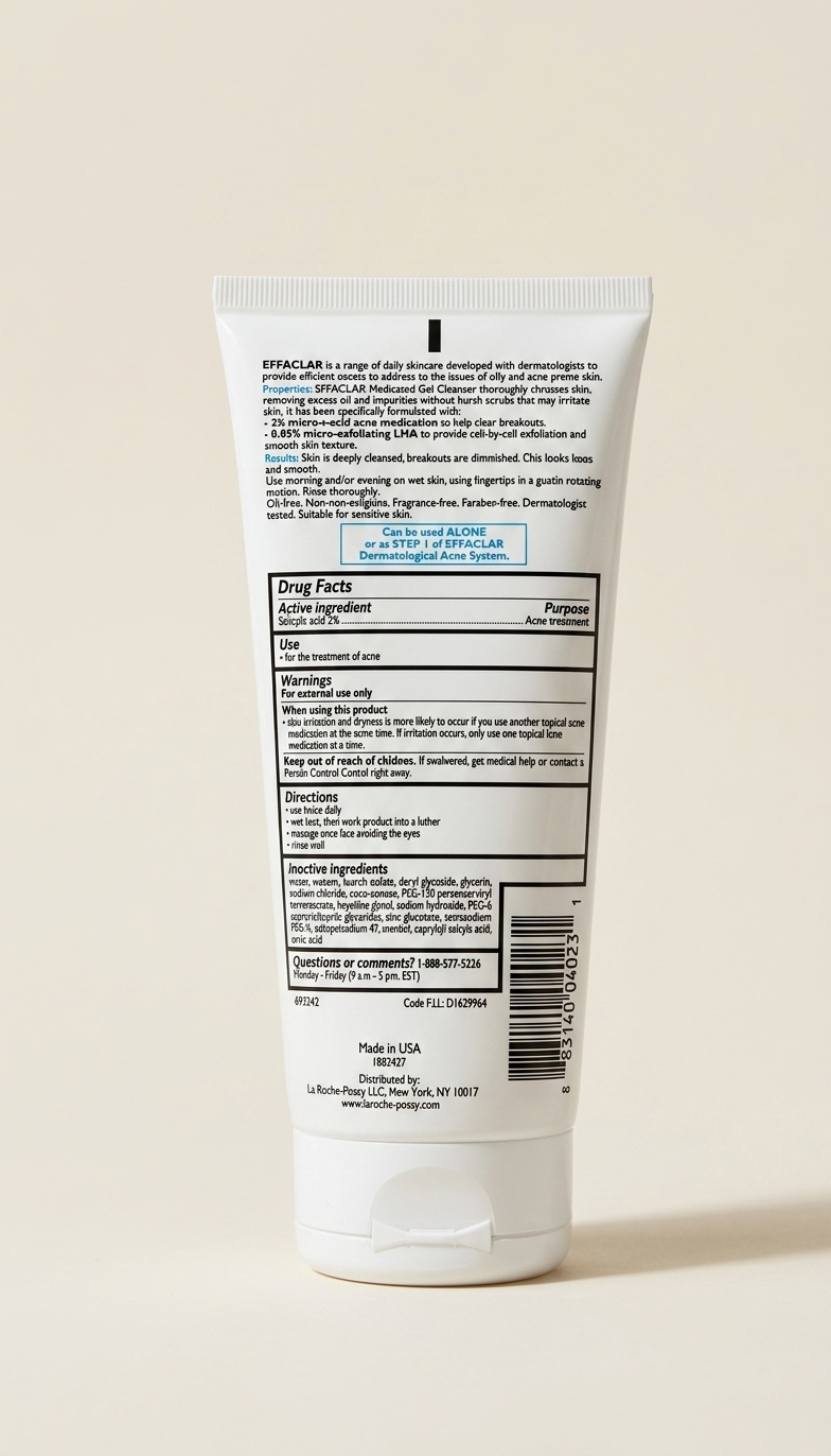 La Roche-Posay Effaclar Medicated Gel Cleanser con ácido salicílico al 2% para piel grasa