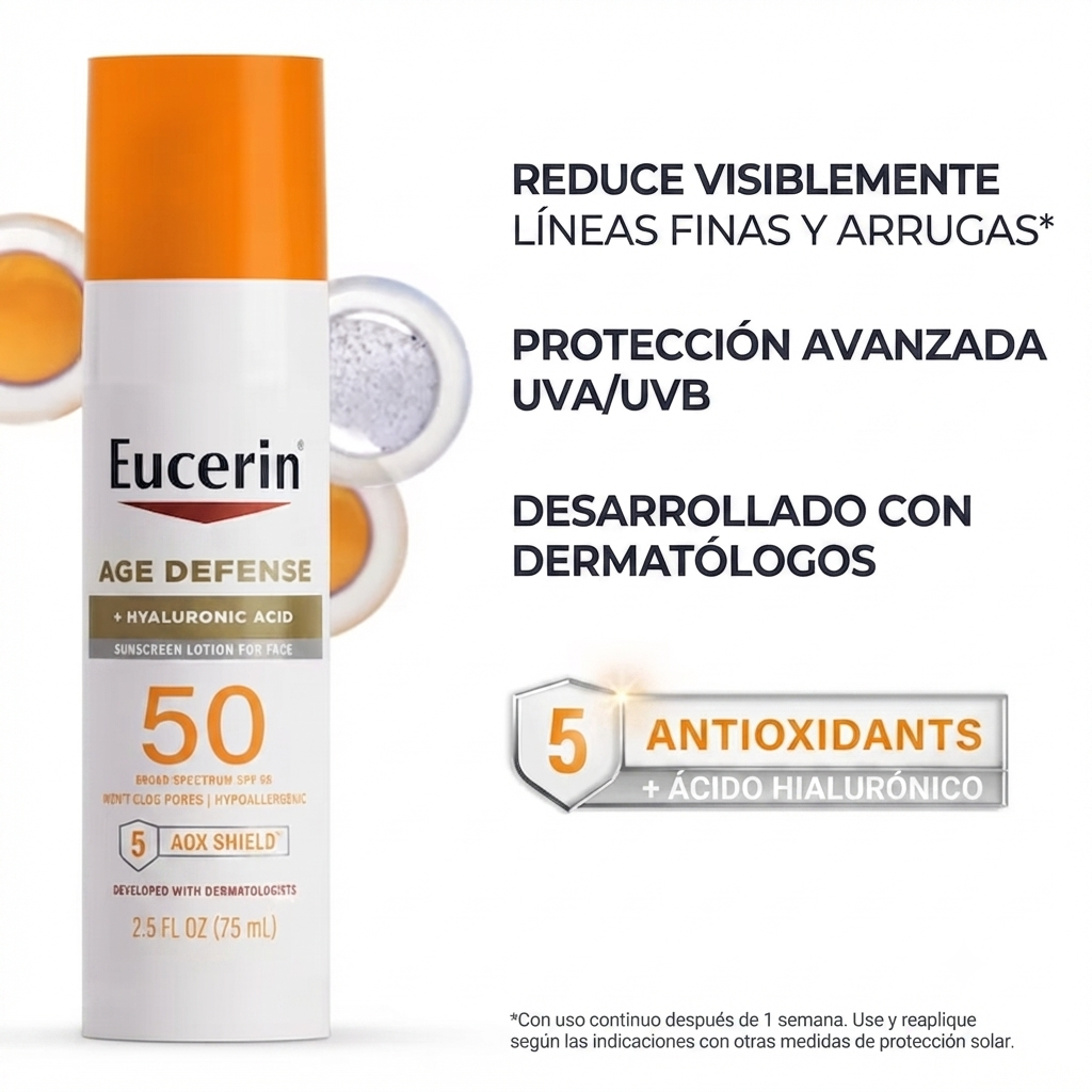 Eucerin Sun Age Defense SPF 50, protector solar facial antiedad
