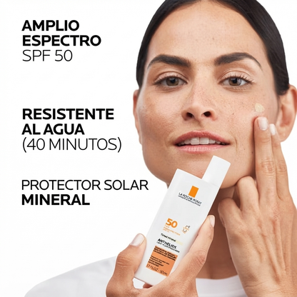 La Roche-Posay Anthelios Tinted Ultra-Light Fluid Mineral SPF 50, protector solar facial con color