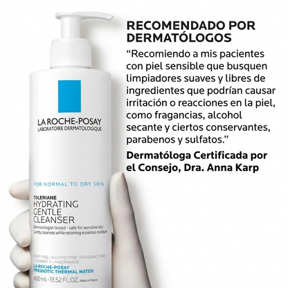 La Roche-Posay Toleriane Hydrating Gentle Facial Cleanser, limpiador facial hidratante para piel normal a seca