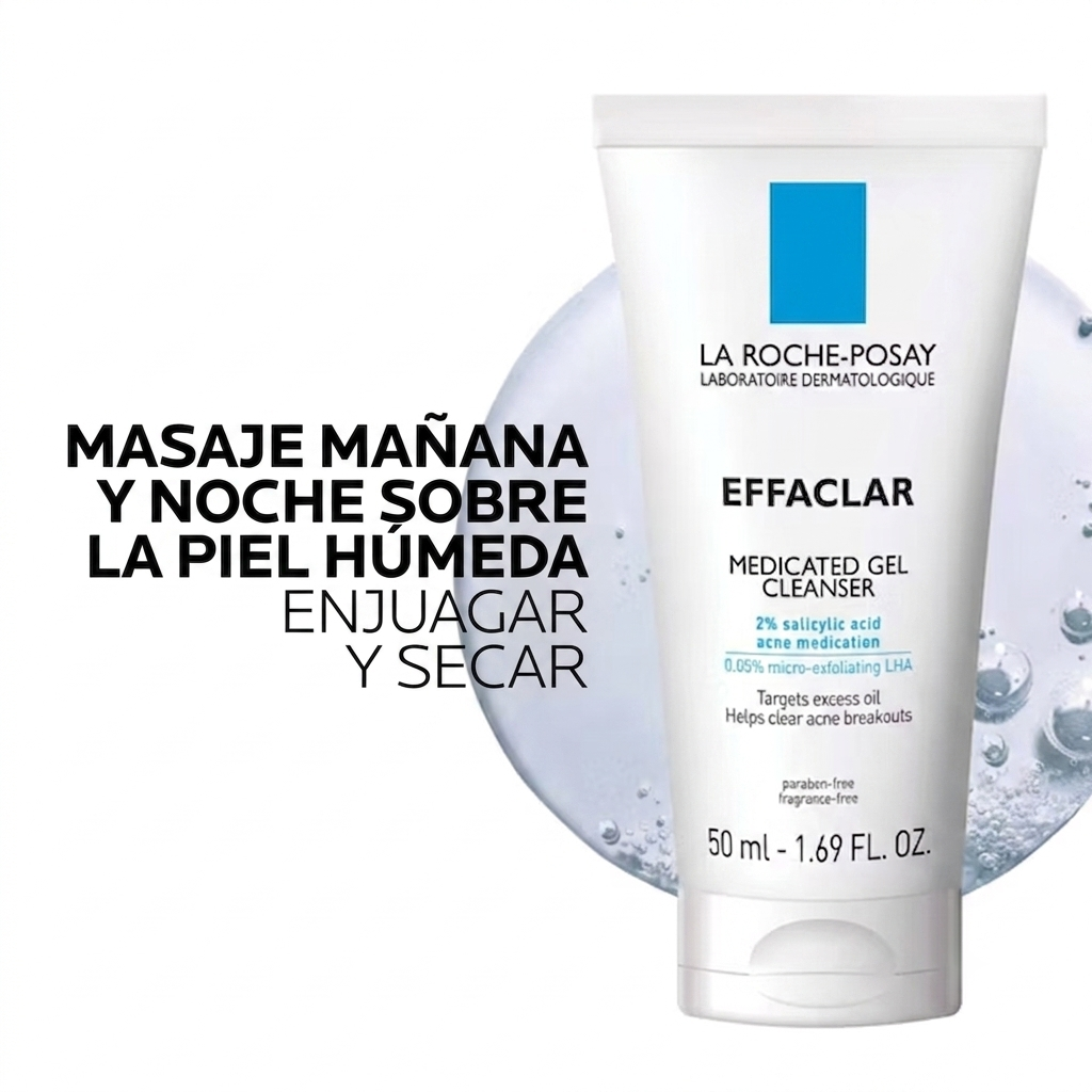 La Roche-Posay Effaclar Medicated Gel Cleanser con ácido salicílico al 2% para piel grasa
