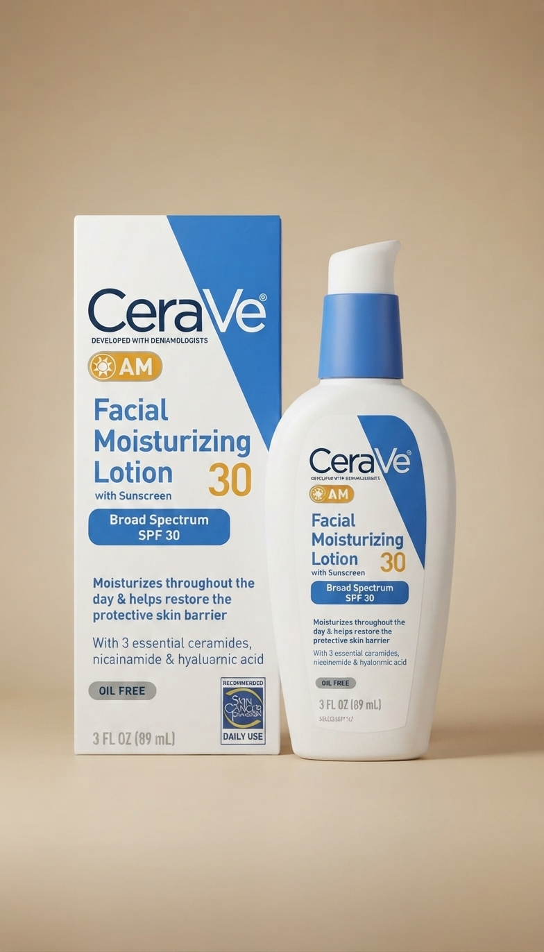 CeraVe AM Facial Moisturizing Lotion SPF 30, hidratante facial con protector solar